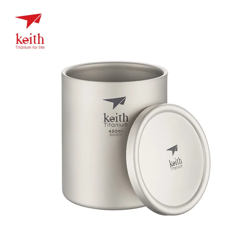

Keith Titanium Mug Vacuum Cup Double Walled Ultralight Titanium Mugs Cups Lightweight Portable Camping Hiking
