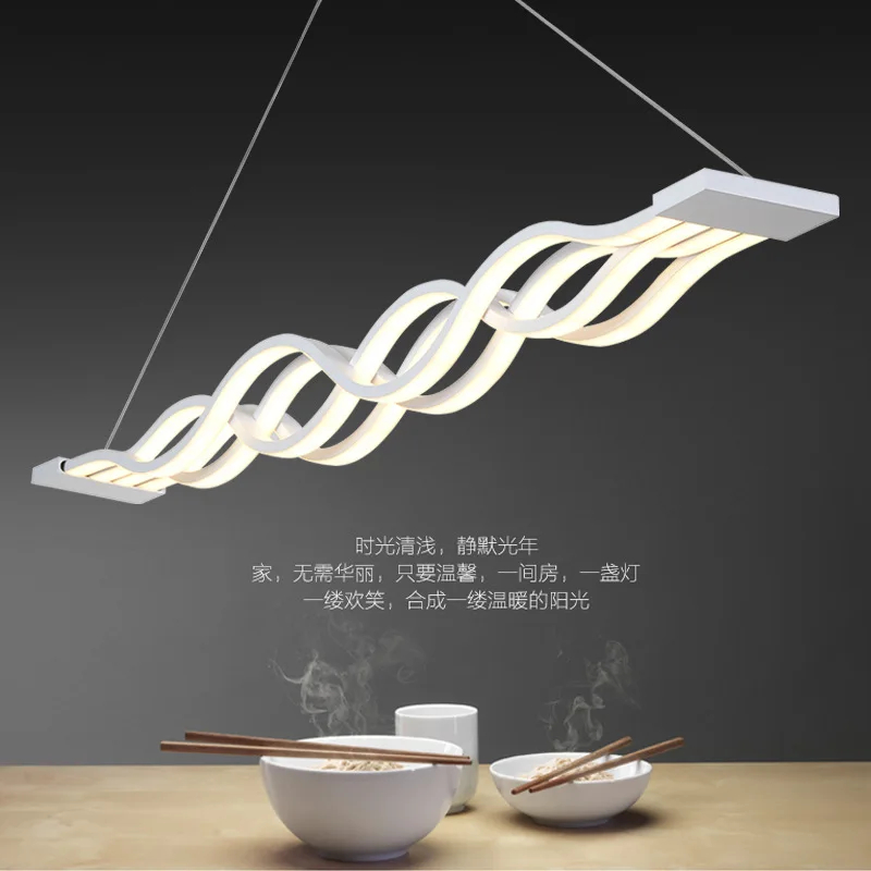 

New Suspension luminaire Led Pendant Light dining room bar shop modern led pendant lamp Led fixtures wave strip style ZDD0053