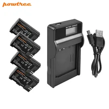 Powtree For Canon 4PCS 2800mAh 7.2V LP-E6 LP E6 LPE6 Camera Battery + LCD Charger For EOS 5D Mark II 5D Mark III 7D Mark II 6D meike mk 7dr ii built in 2 4g wireless remote control battery grip for canon eos 7d mark ii 7d2 as bg e16