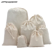 Муслиновая сумка на шнурке из чистого хлопка, сумка для хранения белья и путешествий, сумочка для монет, Женская тканевая сумка, рождественский подарок, упаковка