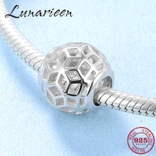 Горячая Распродажа 925 пробы Серебряная круглой формы полые амулеты бусины подходят к оригинальному Pandora браслет для изготовления ювелирных изделий