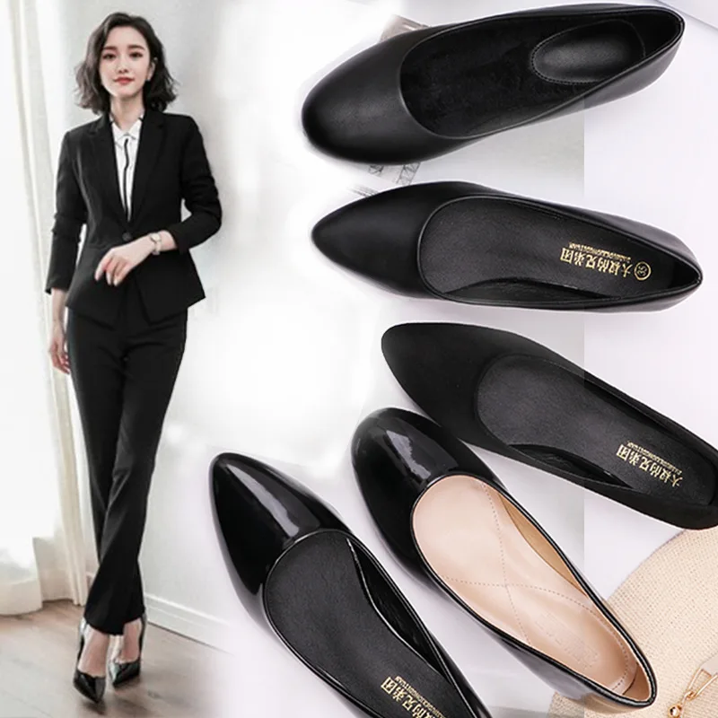 

Ladies Shoes Black Pumps Patent Leather 3CM Low Heel Shoe Nude Office Shoes Elegant Women Wedding Party Shoes Big Size 33-41