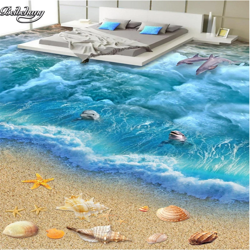 

beibehang 3D Ocean World Nonwovens Waterproof Flooring Painting Custom Living Room Bathroom Floor Wallpaper