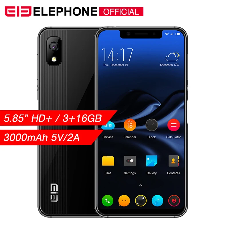 Elephone A4 5,85 ''19:9 HD + Нотч экран мобильный телефон Android 8,1 MT6739 четырехъядерный 3 ГБ ОЗУ 16 Гб ПЗУ 4G разблокировка смартфона