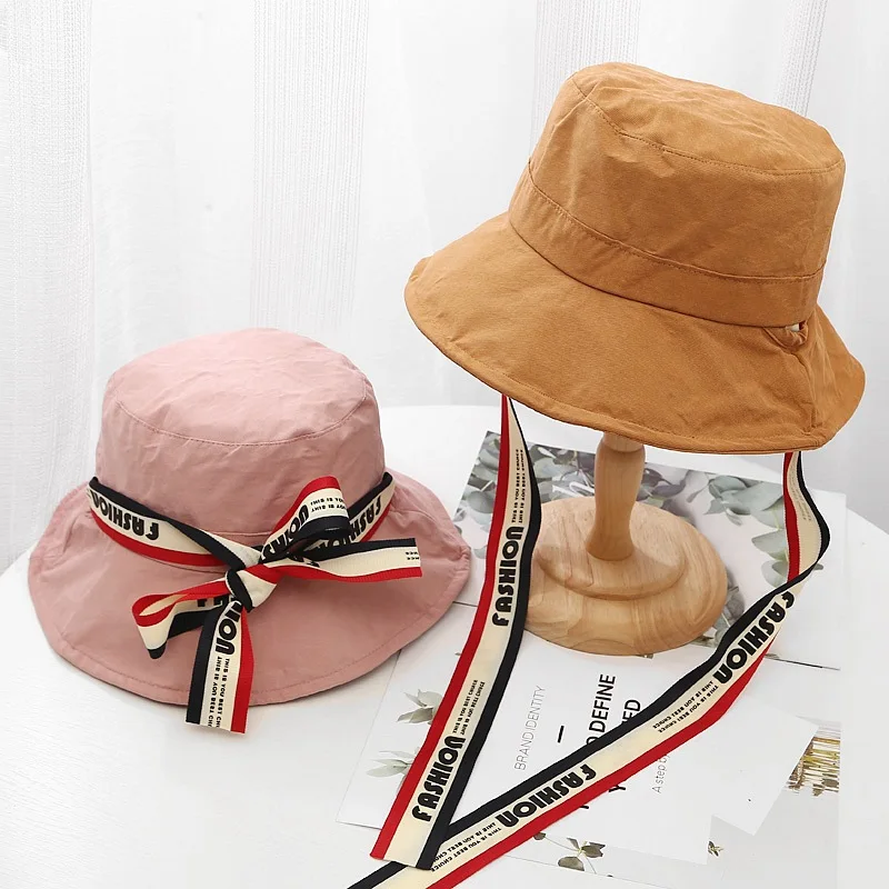 

Double Side Bucket Hat Women Fishing Sun Hat Men Spring Summer Bob Hip Hop Caps Gorros Unisex Cotton Sun Flat Caps with big Bow