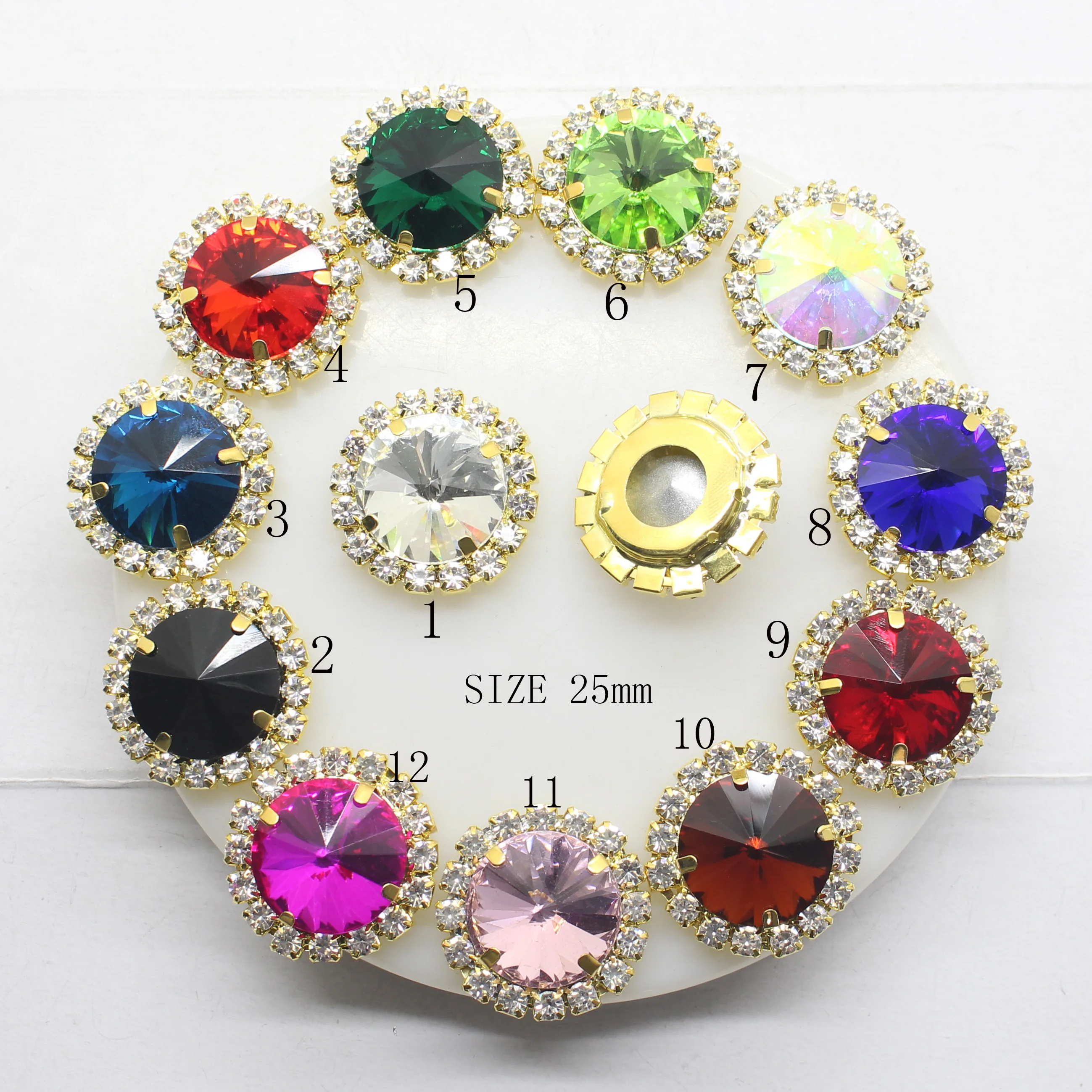 The New 10pcs / Lot 25MM Round Colour Satellite StoneGlass Crafts Decorative Buttons DIY Wedding Embellishment Buckle Fine | Украшения и