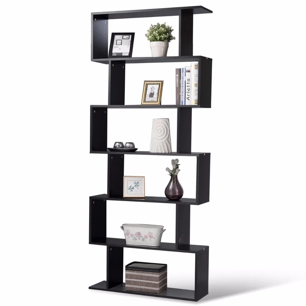 Giantex 6 Tier S Shaped Bookcase Z Shelf Style Storage Display