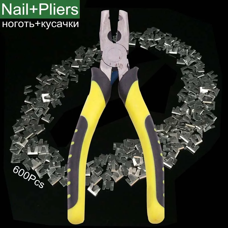 

600 pcs Nail + 1 pcs Snap Snap Pliers For Assembling The Cage Fastening Tool Pliers Nail Group Cage And Mixed Sales Metal Nail
