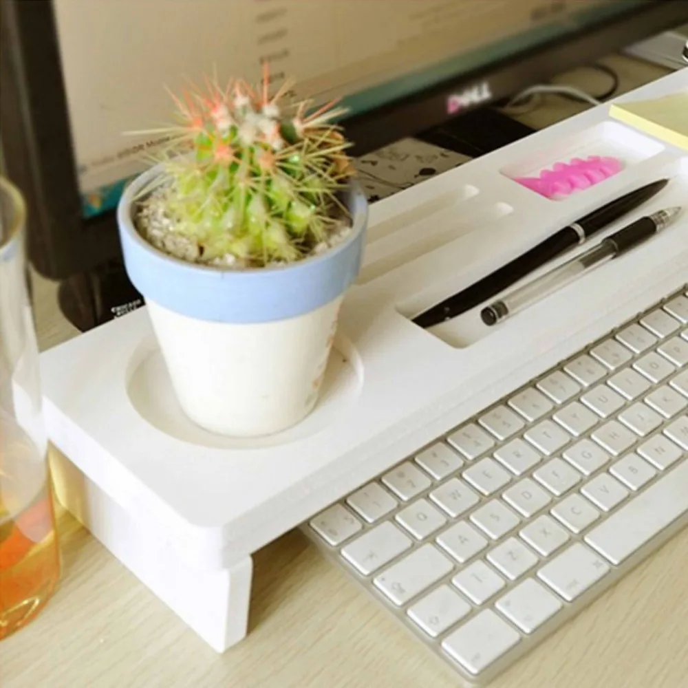 

Multifunction Desktop Computer Keyboard Storage Shelf Wooden Plastic Pen Beads Home Decor Hanger Organizer