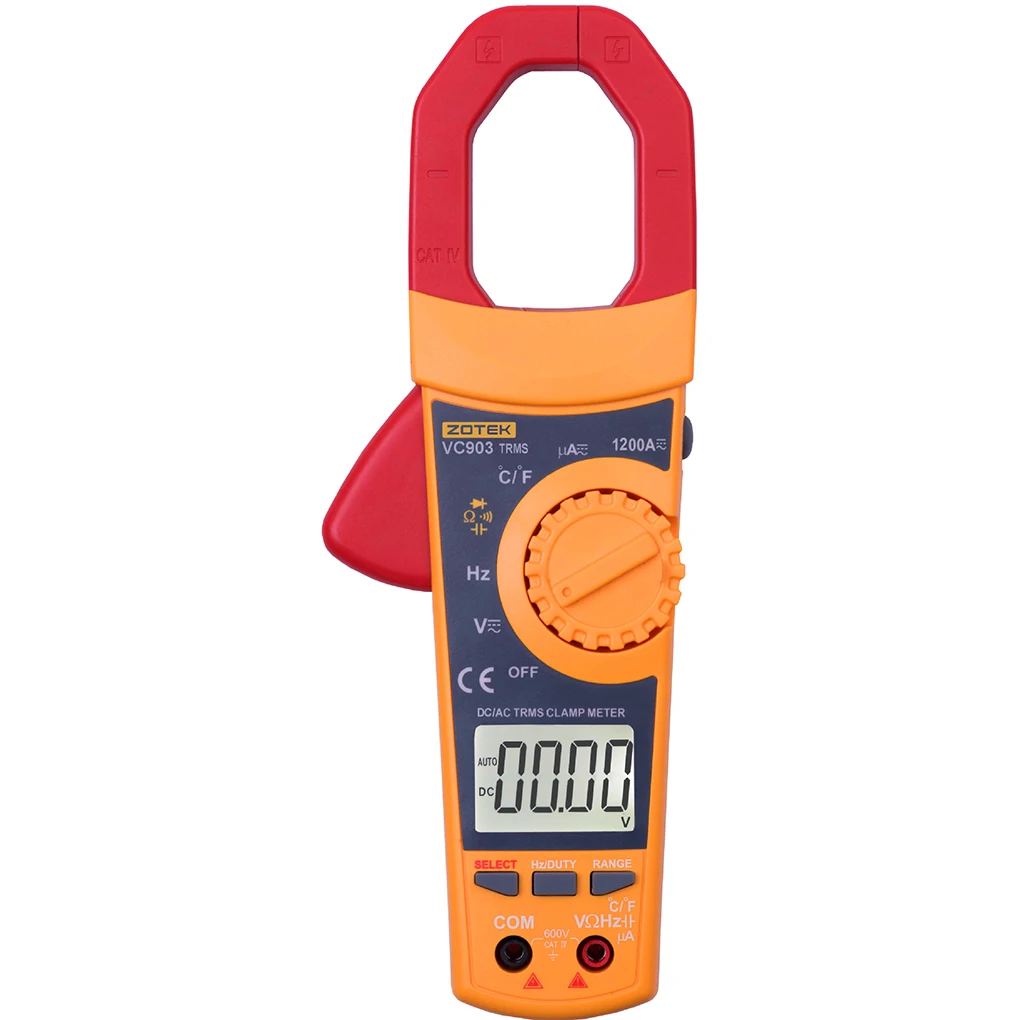 

VC903 6000 COUNTS Digital Clamp Meter Multimeter AC DC 1200A Current Voltage Tester