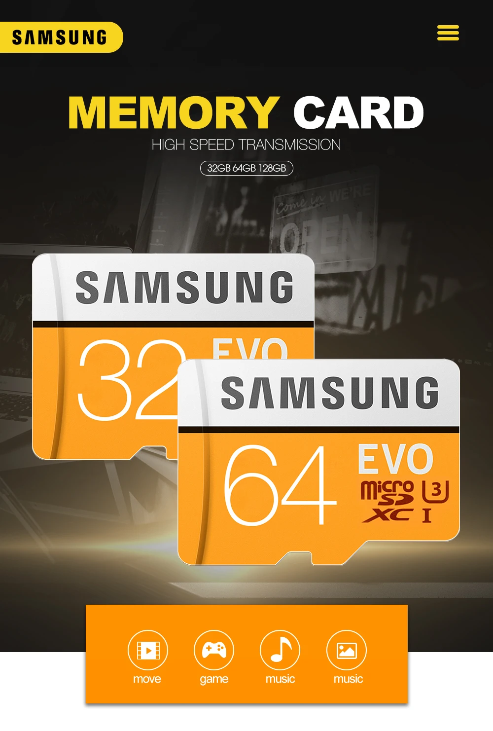 Карта памяти Micro SD SAMSUNG 32 Гб 64 Гб MicroSD карты SDHC SDXC Max 95 м/с EVO 32 Гб 64 Гб C10 TF Транс Флэш карта Micro 128 ГБ