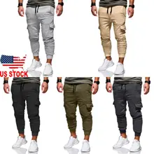 Мужской повседневный спортивный костюм с карманами, свободные спортивные брюки для бега, тренировочные брюки-карго