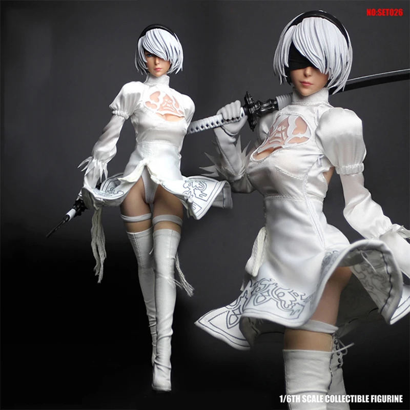 SUPER DUCK SET026 1/6 NieR: Automata 2B Йорга женский белый костюм фигурка Косплей 2B Одежда наборы одежды для 1" бледное тело