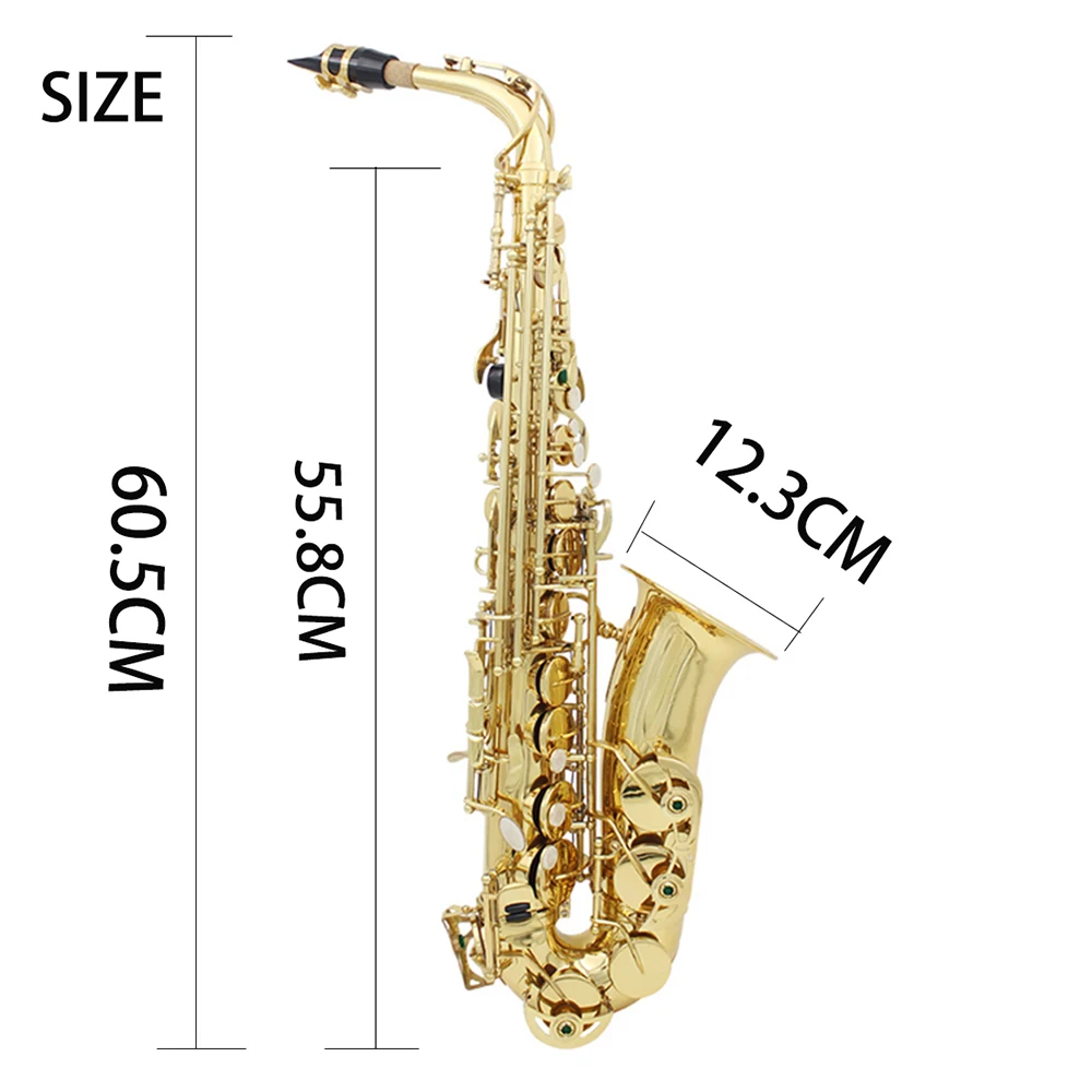 Латунный Eb Alto саксофон Sax лакированный Золотой духовой инструмент с чехлом чехол