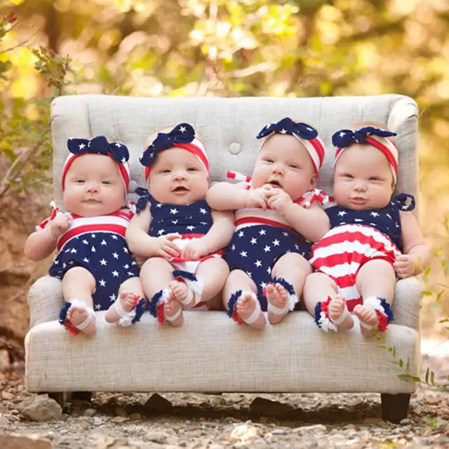 FashionNewborn Baby Bodysuit Boy Girl 4th Of July Stars ...