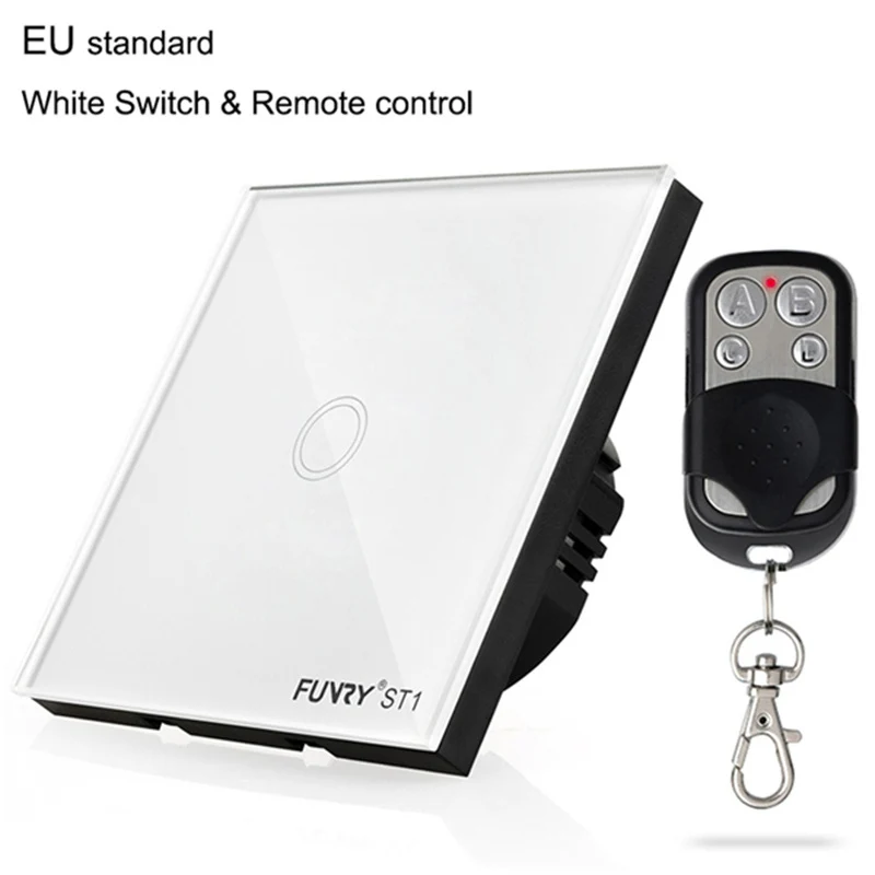 FUNRY ST1 1 комплект 1 способ ЕС Стандартный сенсорный выключатель стеклянная панель настенный светильник сенсорный выключатель 170-240 в 86*86*36 мм 7-200 Вт/комплект - Цвет: white switch remote