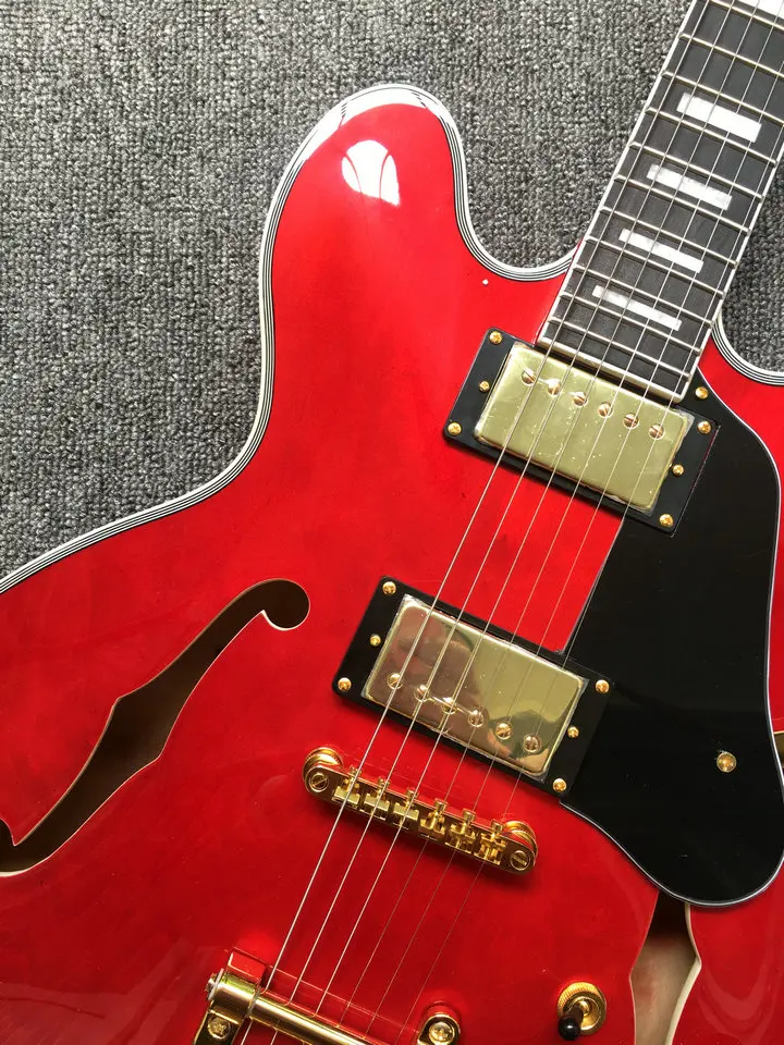 New high quality hollow body Jazz electric guitar, Golden hardware Jazz Guitar,ebony Fingerboard,jazz guitar free shipping 