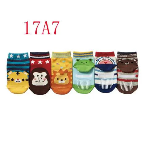 6 пар, детские Нескользящие носки хлопковые носки для девочек детские носки для мальчиков на осень и зиму нескользящие носки, Sokken Kinderen - Цвет: 17A7