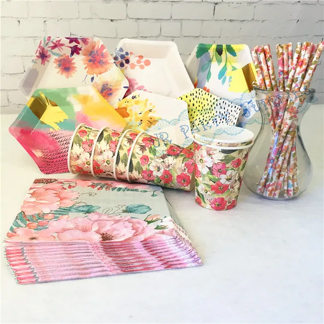 72 sets tropical flower paper plates bright floral party cups flower paper plates and napkins
