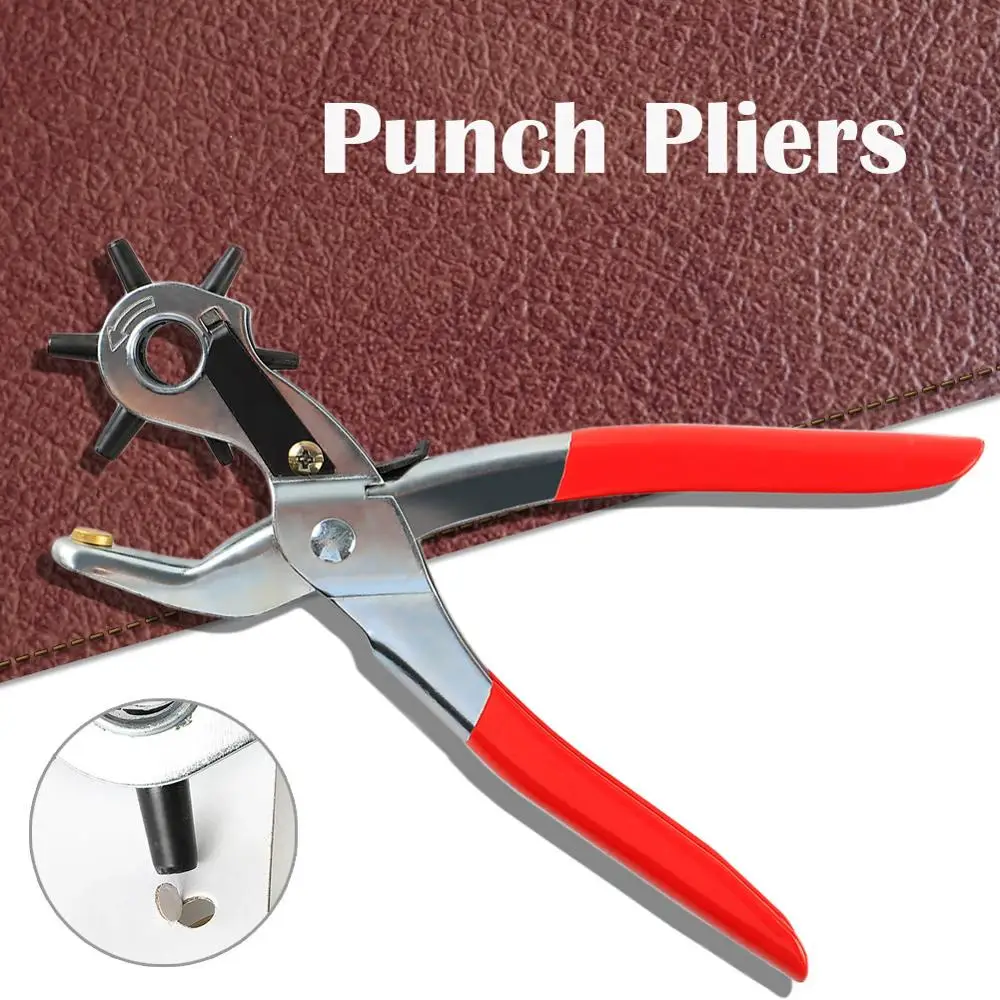 Punch Pliers Rotatable Multi-Size Watchband Belt Hole Punch Leathercraft Plier Eyelet Puncher Sewing Machine Bag Setter Tools