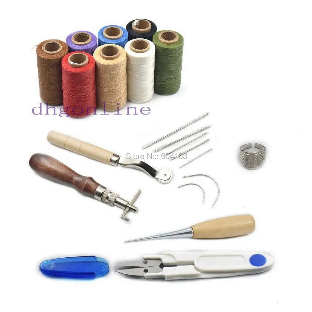 7 Pcs Hand Sewing Tools Leather Carft Stitching Kit Thread Awl Waxed Thimble Ring|Sewing Threads| - AliExpress