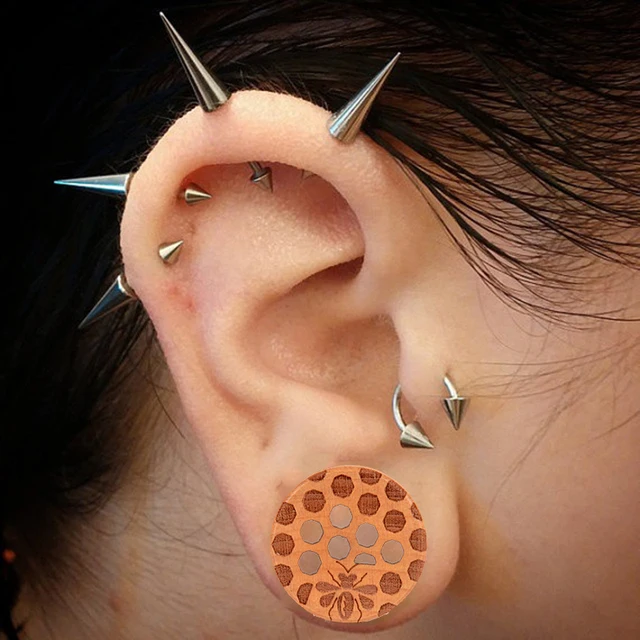 1 Pair Women Punk Ear Expander Gauges Wood Cellular Mesh Flesh 1 Pair Women Punk Ear Expander Gauges Wood Cellular Mesh Flesh Tunnels And Plugs Stretchers