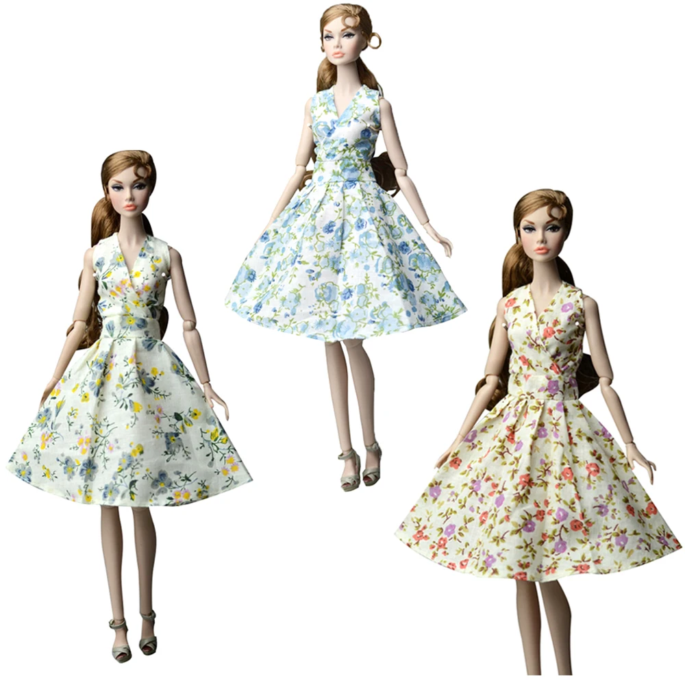 

NK 3 Pcs / Set Doll Small Flower Dress Handmade Clothes Skirt Party Gown For Barbie Doll Accessories For Girls Best Gift 140ABC