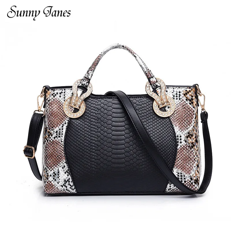 Luxury Design Women s font b Handbag b font PU Snake Print Shoulder Bag Large Capacity