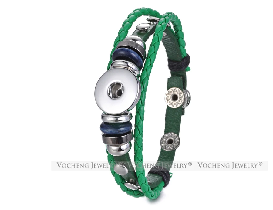 10 шт./лот Vocheng Имбирная Кнопка ювелирные изделия кожаный плетеный браслет 18 мм 7 цветов NN-461* 10