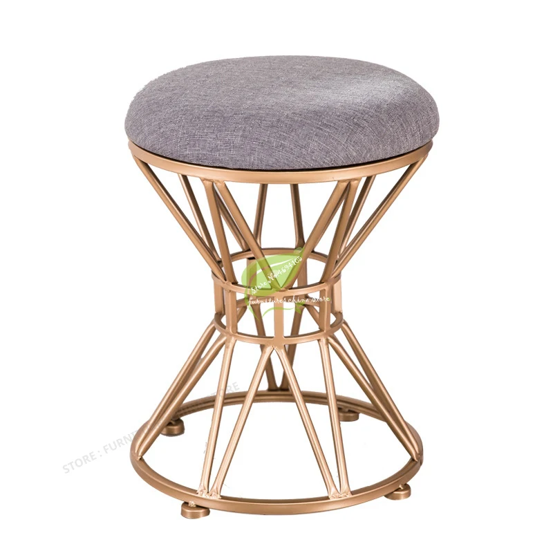 Us 58 34 38 Off Nordic Bedroom Furniture Wrought Iron Stool Ottoman Fabric Cover Shoe Bench Dressing Table Chair Nail Makeup Stool In Stools