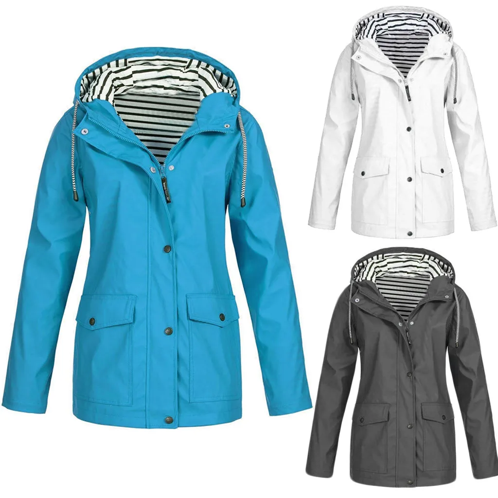 

New women's raincoat outdoor waterproof pilot jacket hooded windproof jacket hiking rain camping clothes 3.16