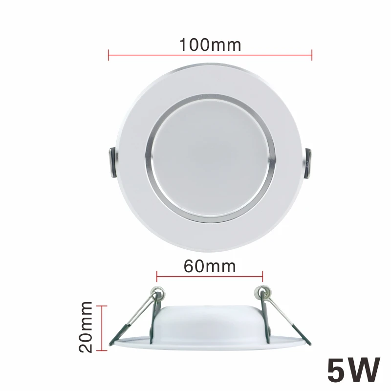 Светодиодный светильник 220 В, 3 Вт, 5 Вт, 7 Вт, 9 Вт, 12 Вт, Круглый Встраиваемый светодиодный светильник для спальни, кухни, внутреннего освещения, светодиодный светильник, холодный белый, теплый белый - Испускаемый цвет: 5W