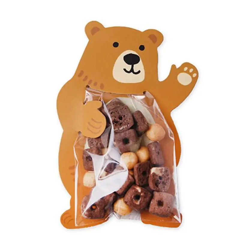 10 шт./лот милые животные Медведь Кролик конфеты сумки печенья подарочные сумки поздравительные открытки детский душ день рождения коробочка для конфет на вечеринку - Цвет: bear
