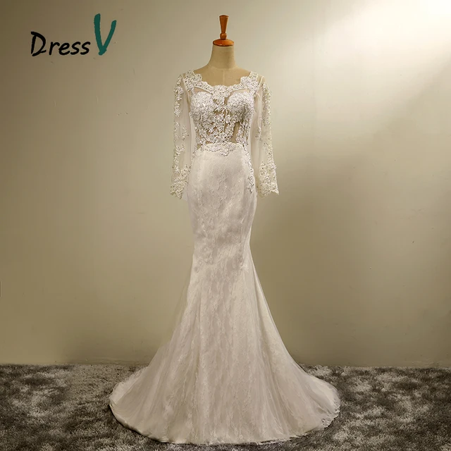 Dressv Ready To Ship Mermaid Lace Wedding Dresses With Long Sleeves Dressv Ready To Ship Mermaid Lace Wedding Dresses With Long Sleeves 2017 Sheer Corset Lique Keyhole