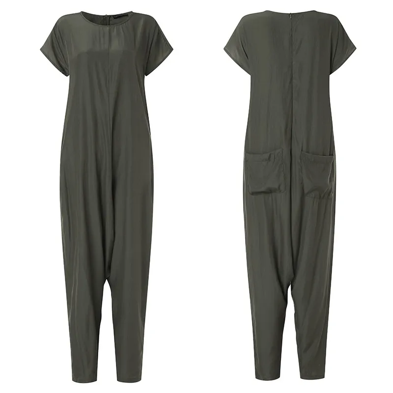 Overalls Women's Drop Crotch Jumpsuits 2020 ZANZEA Summer Cargo Pants Palazzo Female Short Sleeve Rompers Combinaison Femme 5XL Overalls Women's Drop Crotch Jumpsuits 2020 ZANZEA Summer Cargo Pants Palazzo Female Short Sleeve Rompers Combinaison Femme 5XL