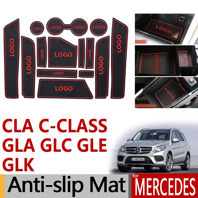 Противоскользящие резиновые ворота Слот Кубок коврик для Mercedes Benz CLA C117 GLE W166 GLC X253 GLA X156 GLK c-класс W205 аксессуары наклейки