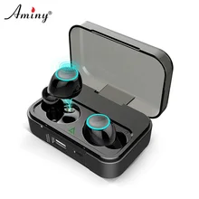 AMINY Bluetooth 5.0 Wireless Earphones Deep Bass Stereo Sound Touch Control Wireless Bluetooth Headset with Charging Case AMINY Bluetooth 5.0 Wireless Earphones Deep Bass Stereo Sound Touch Control Wireless Bluetooth Headset with Charging Case