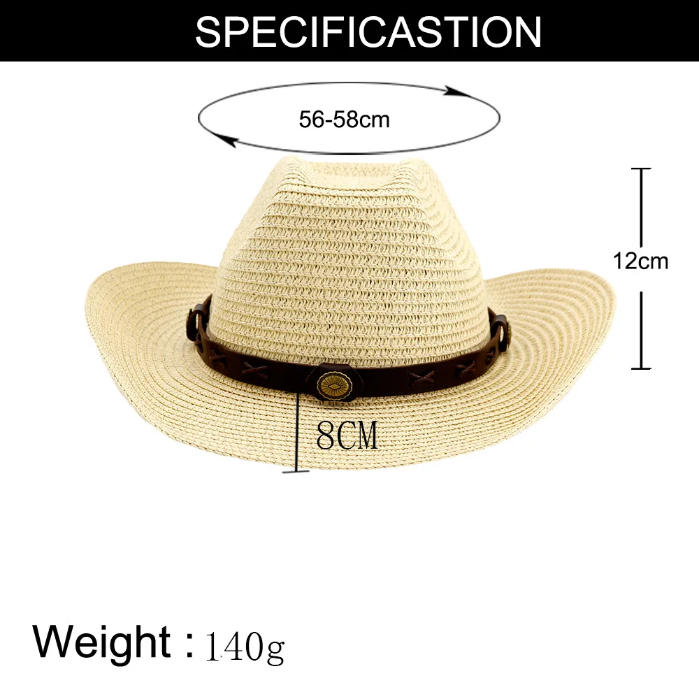 BUTTERMERE Hat Cowboy Mens Panama Hat Summer Beach Straw Hat Black Women Casual Hat New Arrival Cowboy Cap