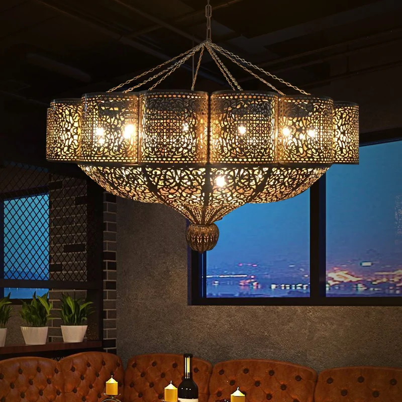 Арабский Винтаж открытый подвесные светильники Европейский медь тенты подвесной светильник на гибкой подвеске кухня ресторан освещение