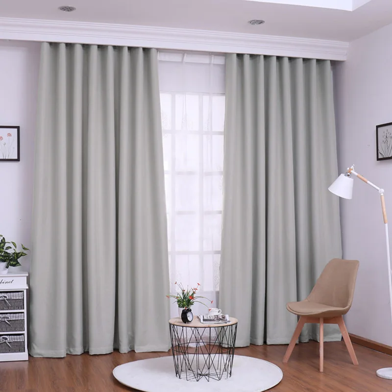 Modern Plain Thick Blackout Curtains For Living Room Bedroom Faux Linen