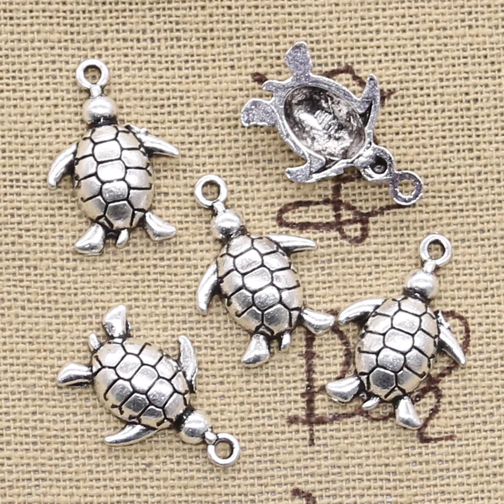 20pcs Charms Tortoise Turtle Sea 13x19mm Antique Pendant Fit Vintage Tibetan Silver Color DIY Handmade Jewelry