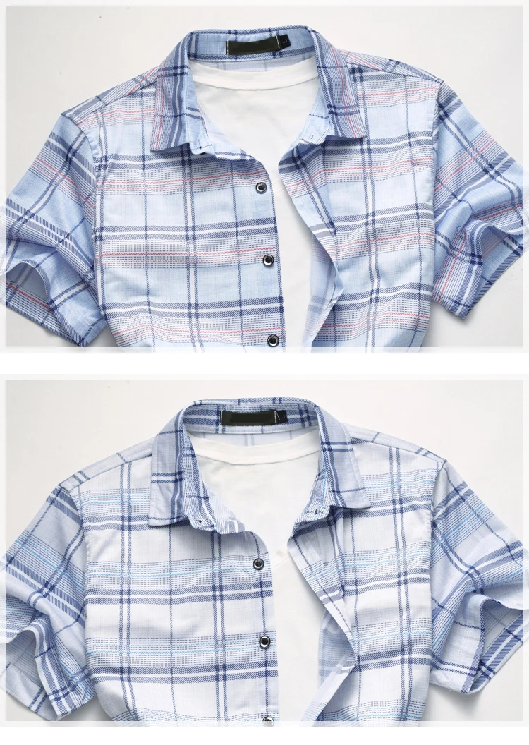 Плюс Размеры M-7XL Рубашки в клетку Новое лето мода короткий рукав Для мужчин рубашки Сорочка мужская, для общественных мест Повседневное мужская одежда рубашки