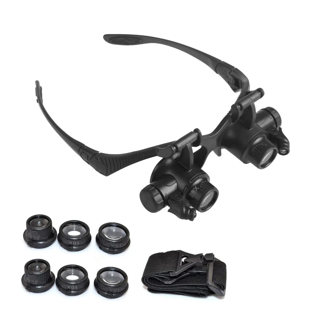 

Watch Repair Magnifier 10X 15X 20X 25X LED Double Eye Jeweler Watch Repair Magnifier Glasses Loupe
