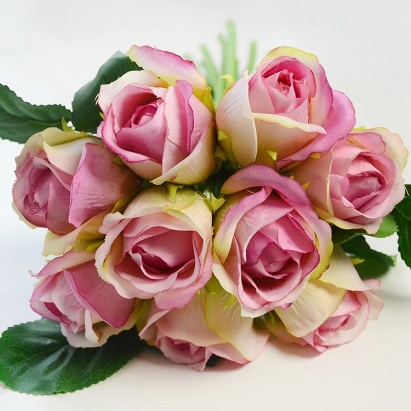 9 головок, 25 см, настоящая Роза, шелк, искусственная Цветочная подделка, пион, Европейское украшение для дома, для свадебной вечеринки, подарок на день Святого Валентина - Цвет: color 5