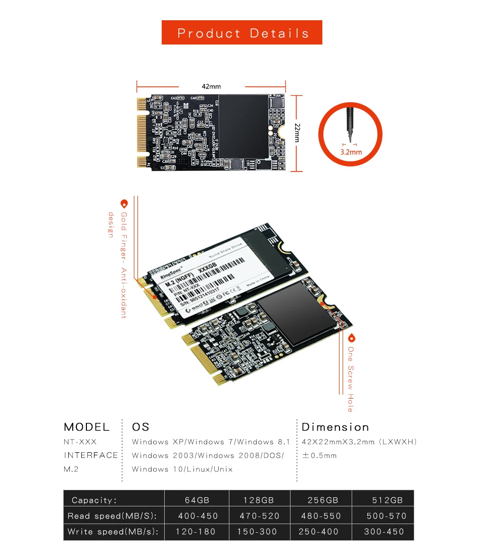 KingSpec m.2 ssd 2242 120 ГБ SSD 240 gb M2 NGFF 500 gb HDD SSD жесткий диск твердотельный накопитель для портативных ПК джемпер ezbook 3 pro