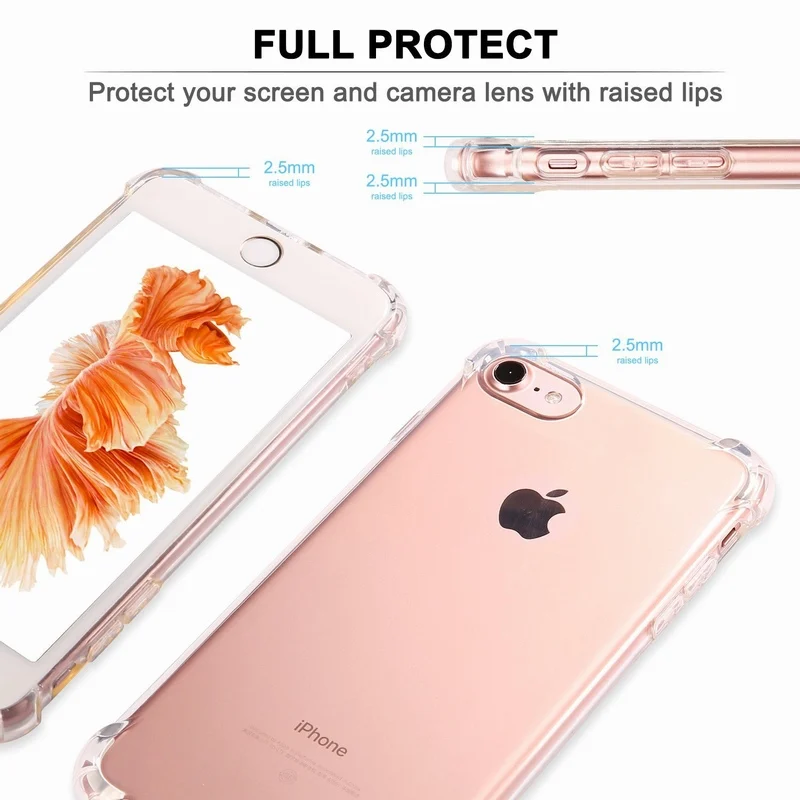 Ascromy For iPhone 7 Case Crystal Clear Shockproof Cover Transparent Soft TPU Cases for Apple iPhone 8 Plus X 6 6S 5 5S SE Coque (3)