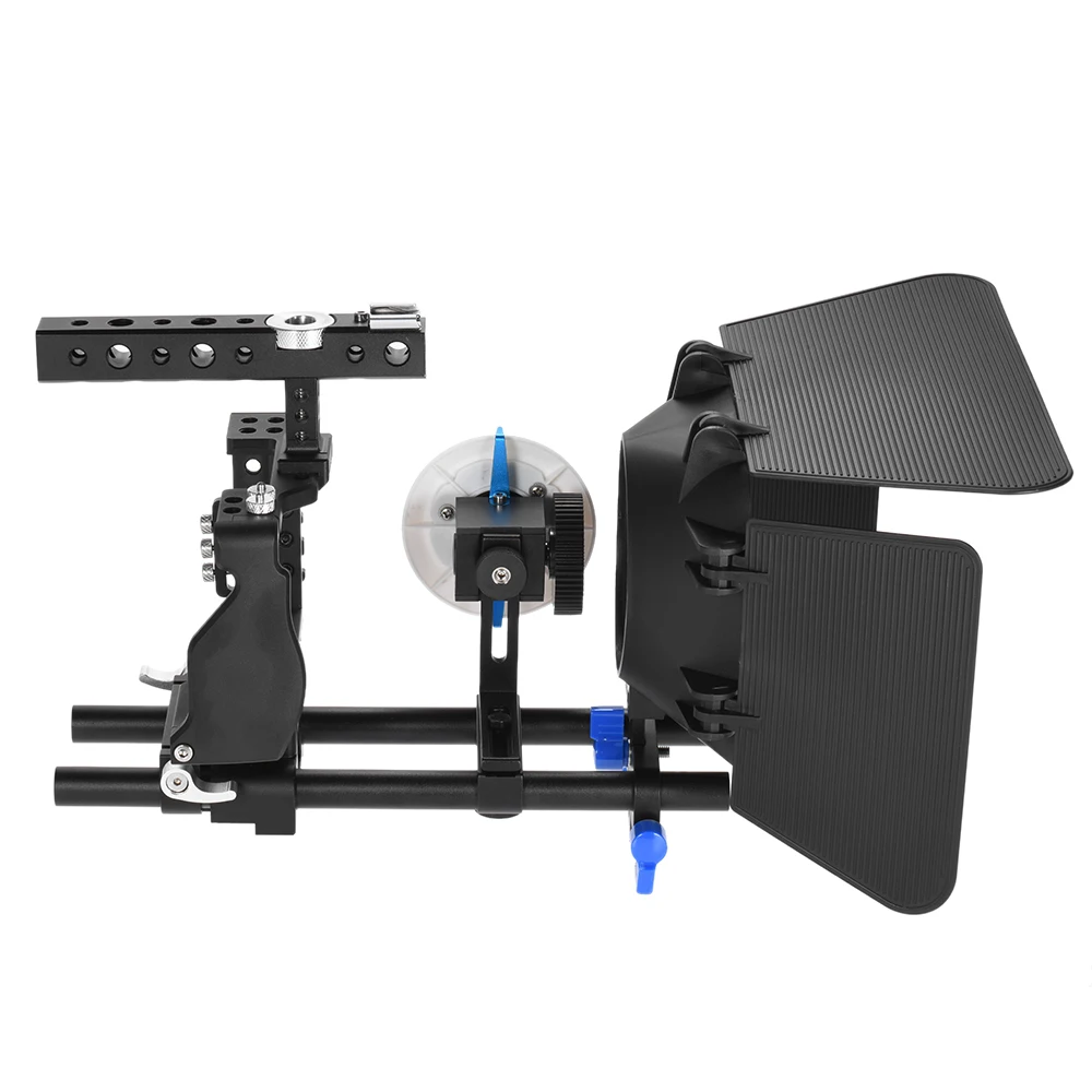 Профессиональная камера видео клетка установка комплект система создания пленки w/15 мм стержень фоллоу Фокус FF Матовая коробка для sony A6000 A6300 A6500