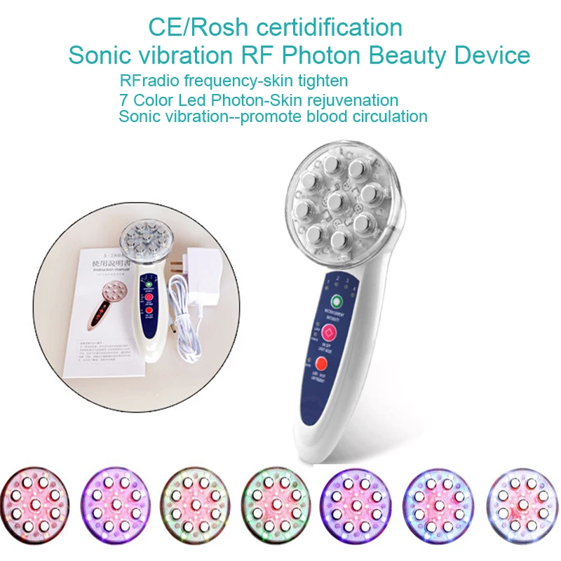 

4 IN 1 Sonic Vibration RF Radio Frequency Skin Tighten Led Photon Therapy Skin Rejuvenation Acne Treatment Beauty Device
