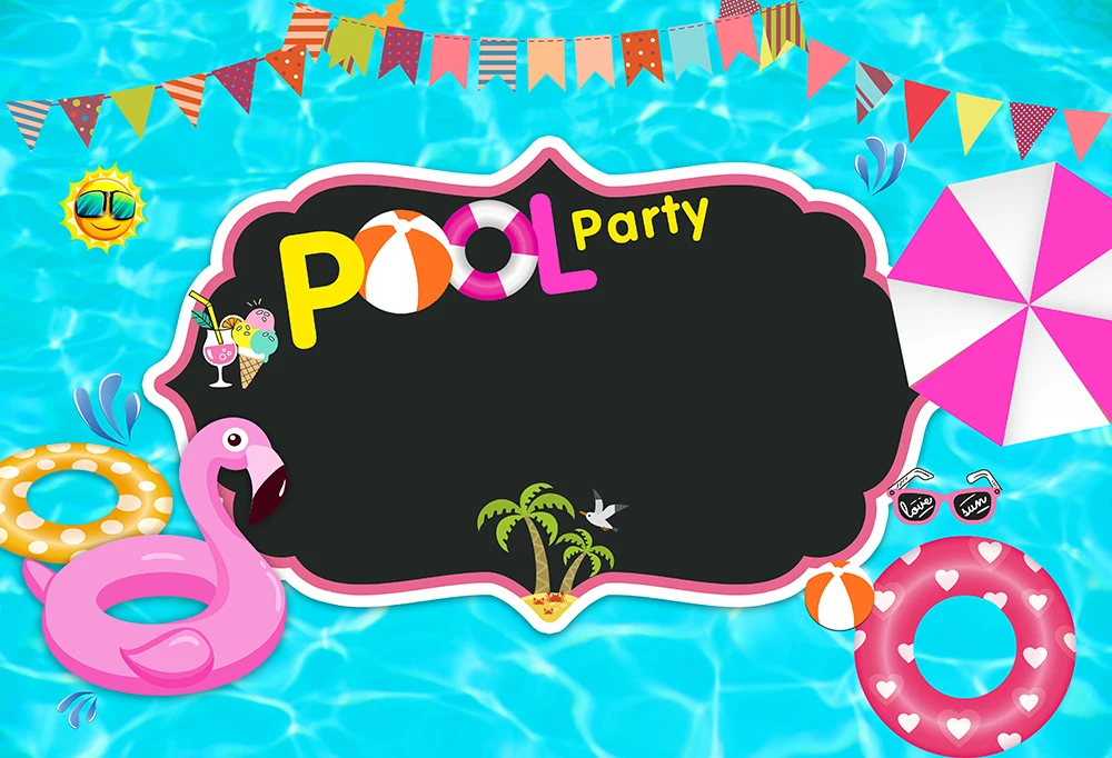Pool Party Backdrop Photo Booth Photocall Huayi Vinyl Summer Party