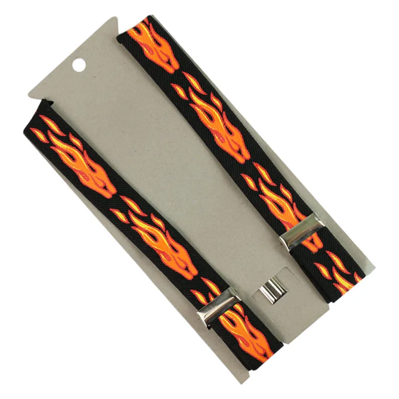 Fashion Boys Girls Kid Suspender Flame Fire Pattern Clip-on Adjustable Elastic Braces Suspenders
